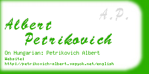 albert petrikovich business card